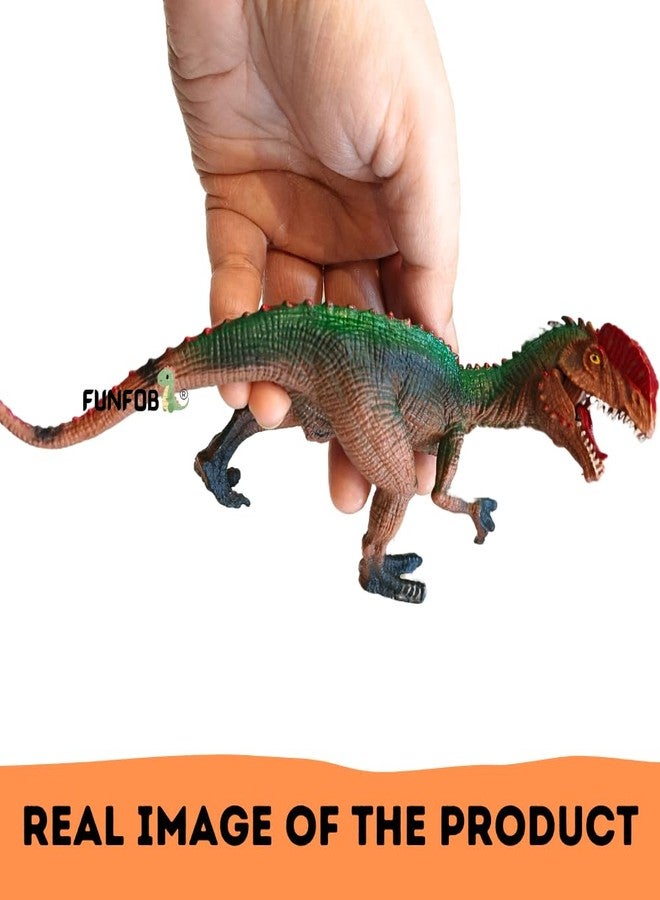 FUNFOB Dinosaur Toy Figure Width -21cm Dilophosaurus Dinosaur Toys for Kids & Adults PVC Multicolour | Red Horn Green Back SML - Image 2